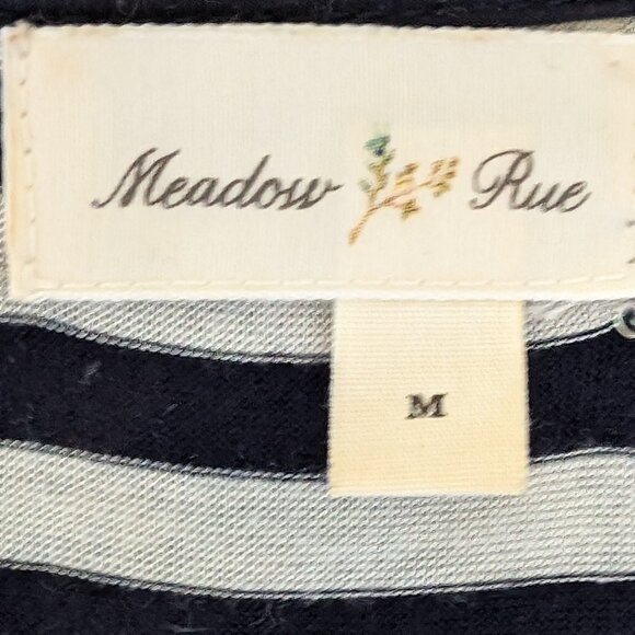 Anthropologie Meadow Rue Navy Blue Striped w/ Lace Overlay Tunic Tank Top Size M - Picture 8 of 8
